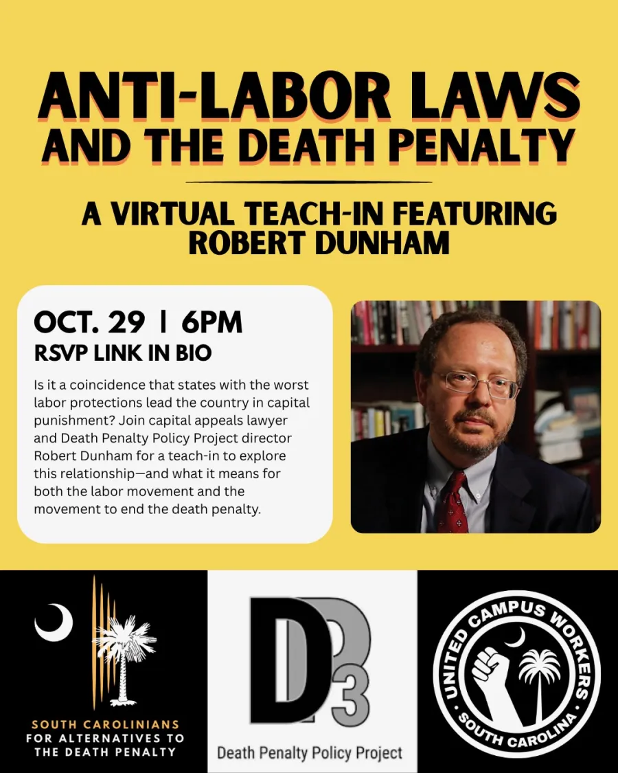 Yellow flier with a photo of Robert Durham.
