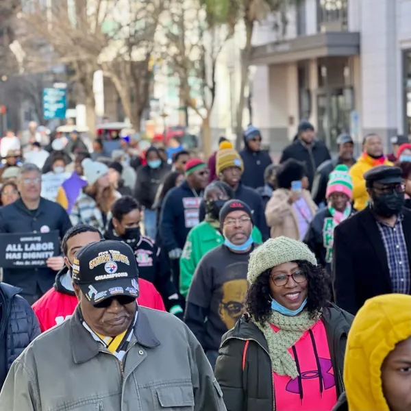 Crowd marches