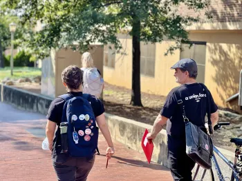 Union members Vic and Mac canvas the USC Columbia campus